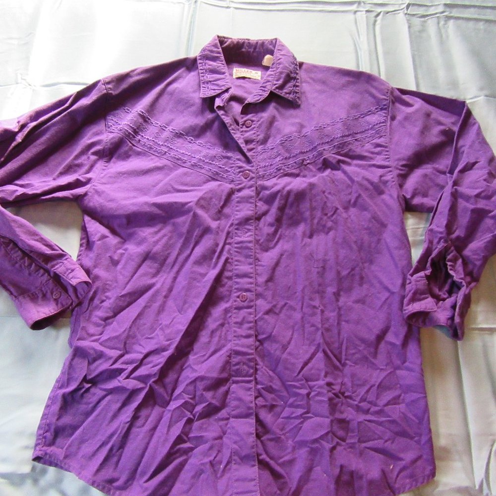 Womens Vtg Miller Stockman Western Purple Shirt Sz L